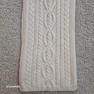 Caroline Grace Cashmere Cable Knit Scarf Ivory